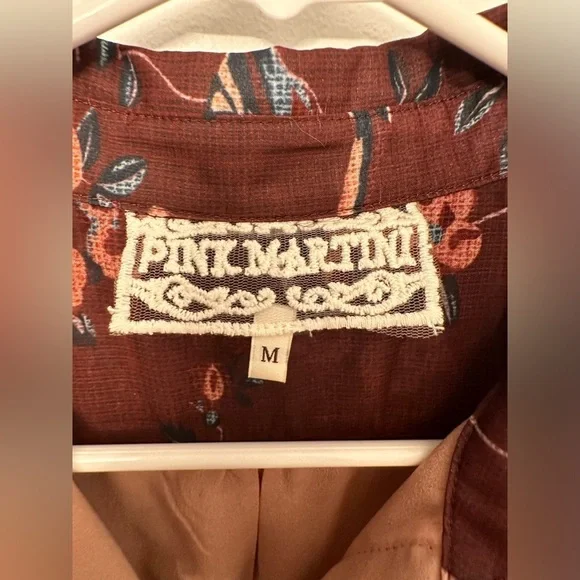 Pink Martini  Midi Dress Burgundy Floral Print Size Medium - Picture 3 of 6